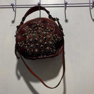 CAMPOMAGGI mini jewel stud circle leather bag